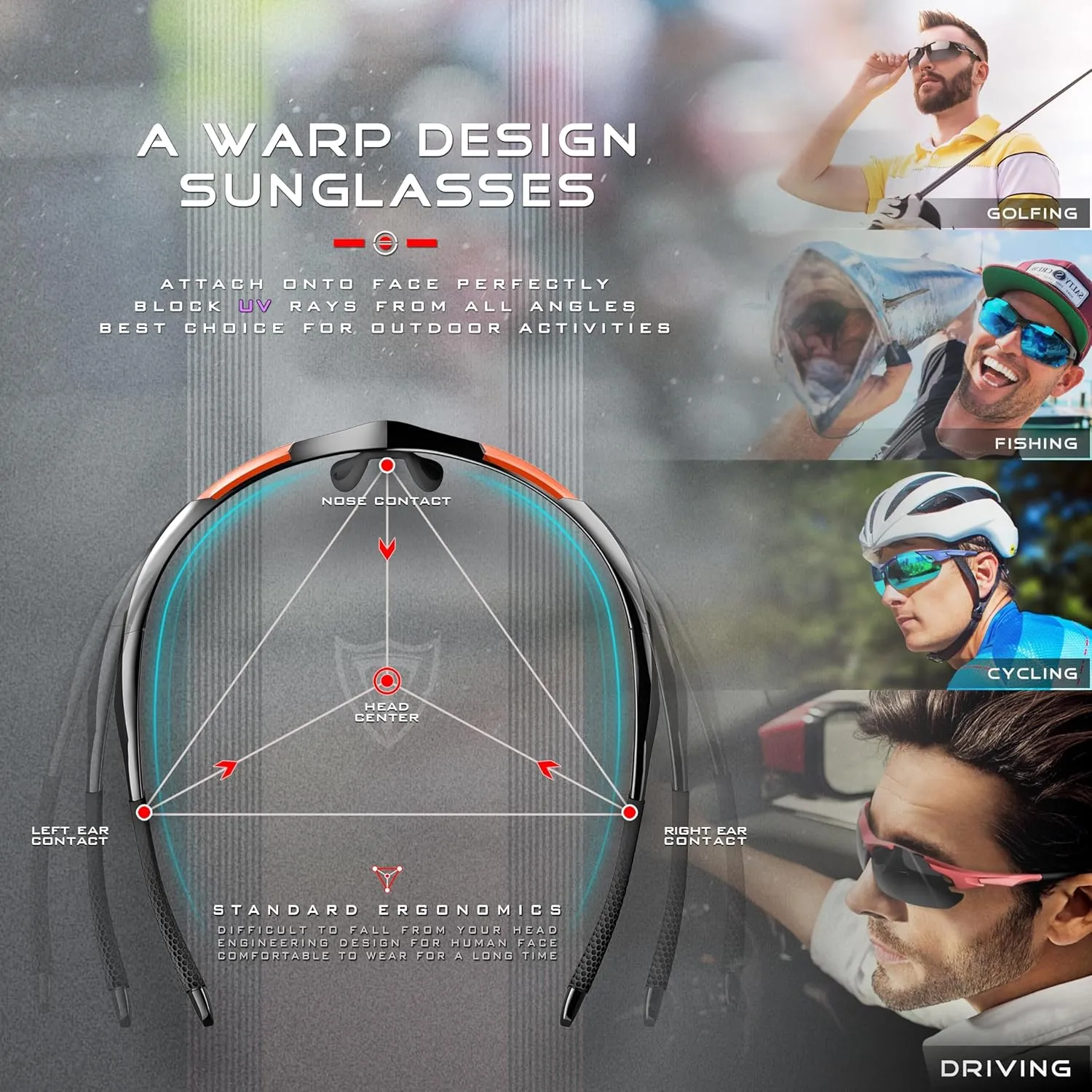 ATTCL Urltra-Light Polarized Sunglasses Men Women, Upgraded Sports glasses for Cycling Driving Fishing running UV Protection