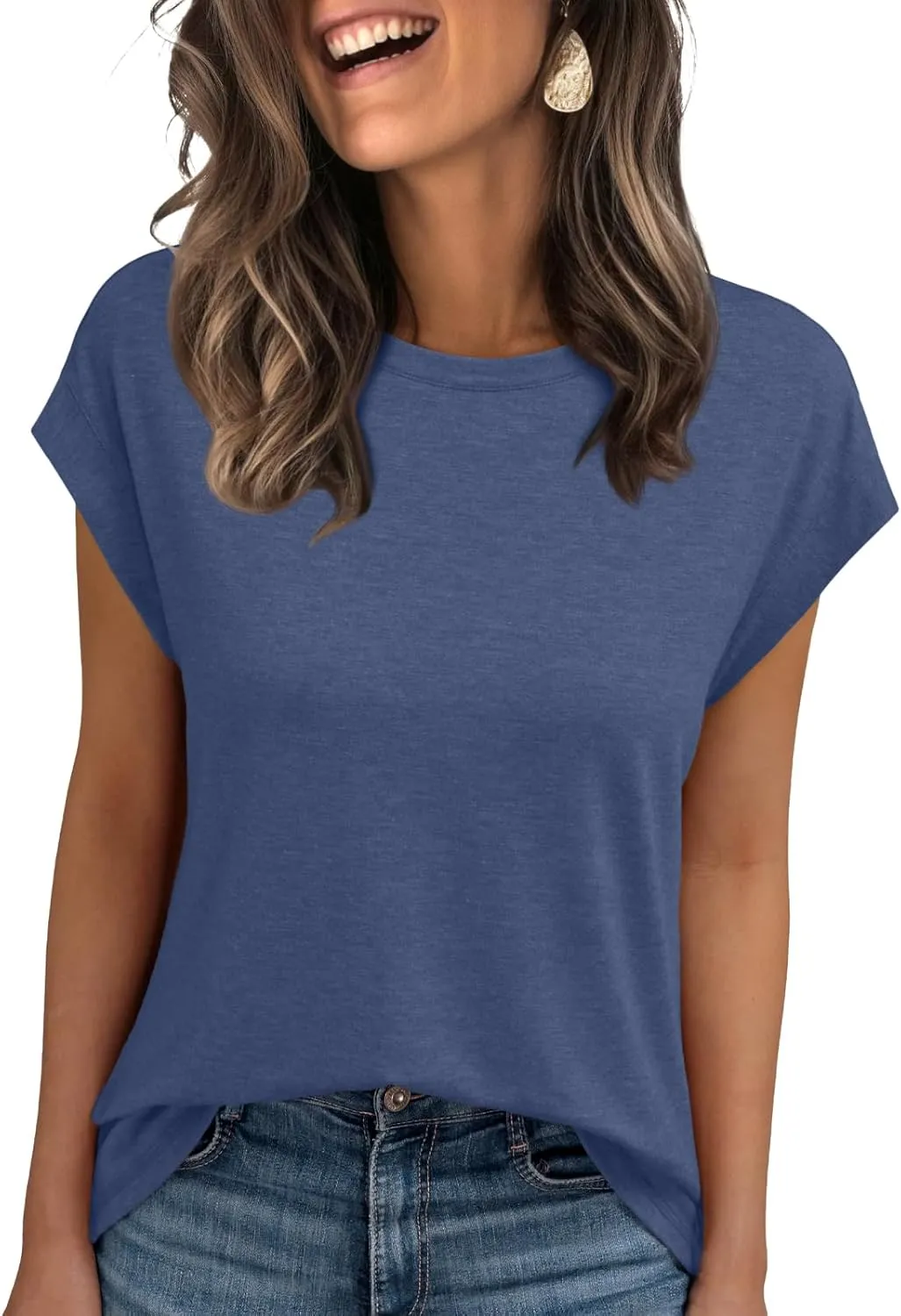 AUTOMET Womens Cap Sleeve Summer Tops Business Casual T Shirts Dressy Spring Fashion Outfits Cute Trendy Clothes 2025