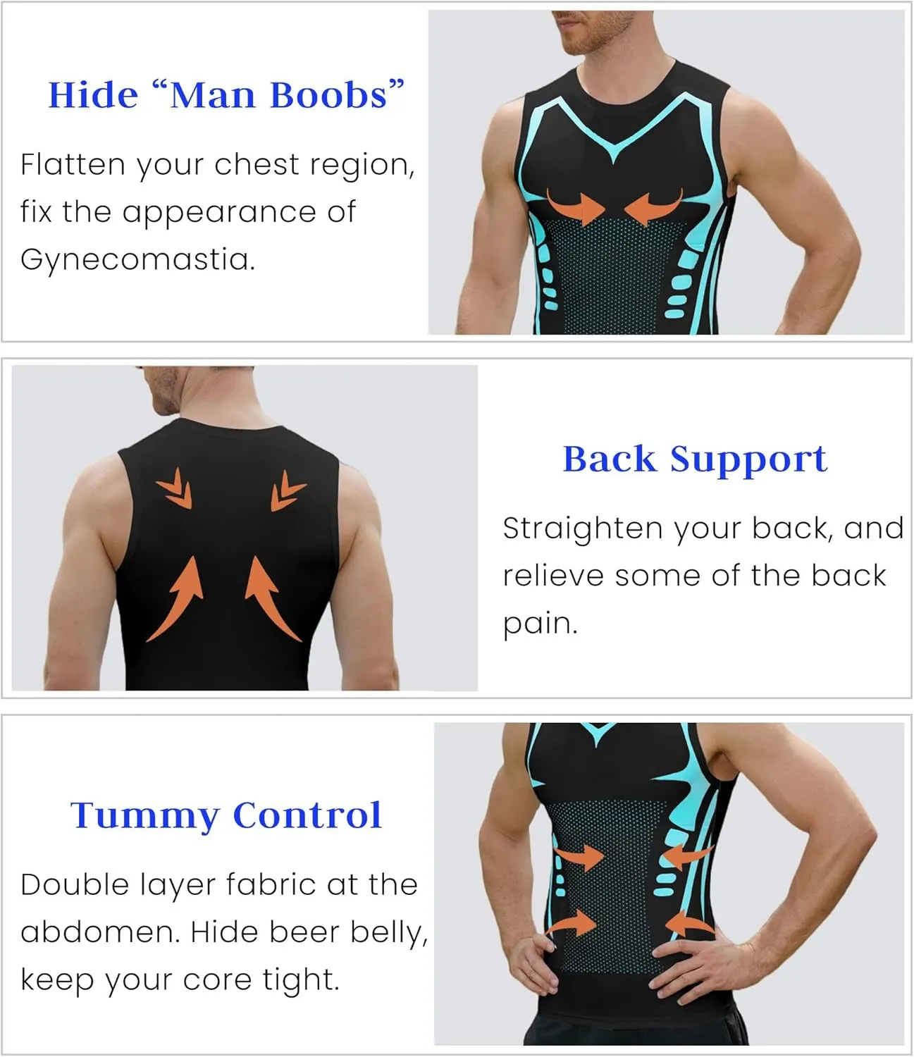 Compression Shirt Men Slimming Body Shaper Vest Crewneck Workout Shirts Tummy Control Undershirts