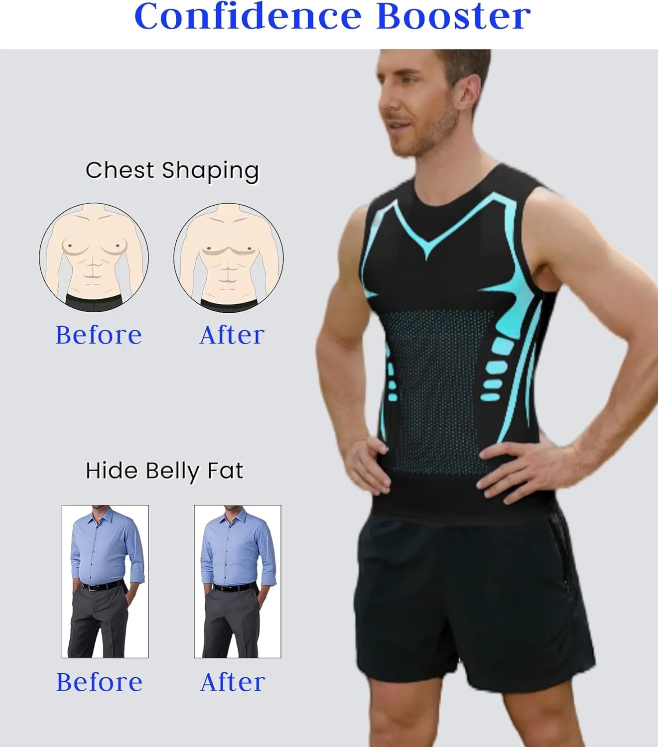 Compression Shirt Men Slimming Body Shaper Vest Crewneck Workout Shirts Tummy Control Undershirts