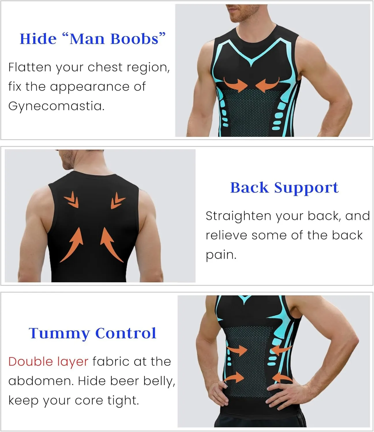 Compression Shirt Men Slimming Body Shaper Vest Crewneck Workout Shirts Tummy Control Undershirts