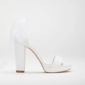 Daphne - Platform Wedding Sandals with Organza Ribbon