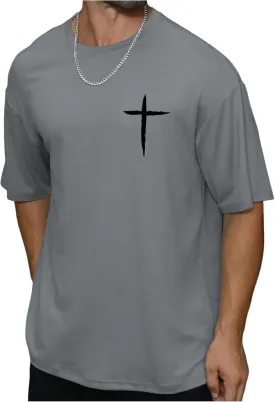 Floerns Men's Cross Print Short Sleeve T Shirt Crewneck Tee Shirts