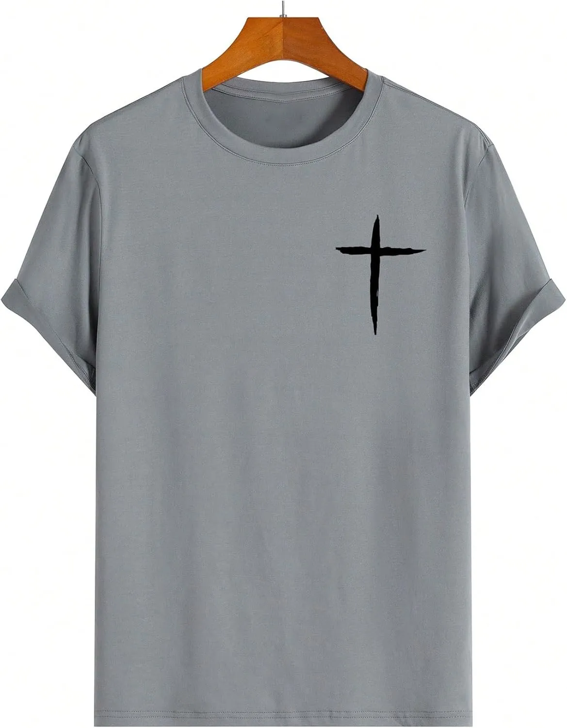 Floerns Men's Cross Print Short Sleeve T Shirt Crewneck Tee Shirts
