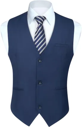HISDERN Mens Suit Vest Business Casual Dress Waistcoat Vest Solid Color Formal Wedding Vests for Suits or Tuxedo