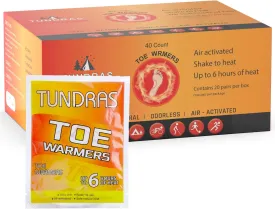 Hot Toe Foot Heat Warmers - 40 Count, Adhesive Long Lasting Air Activated Disposable Natural Heating Pads for Shoes, Boots  Odorless & Comfortable for Outdoor Work, Sports Activities