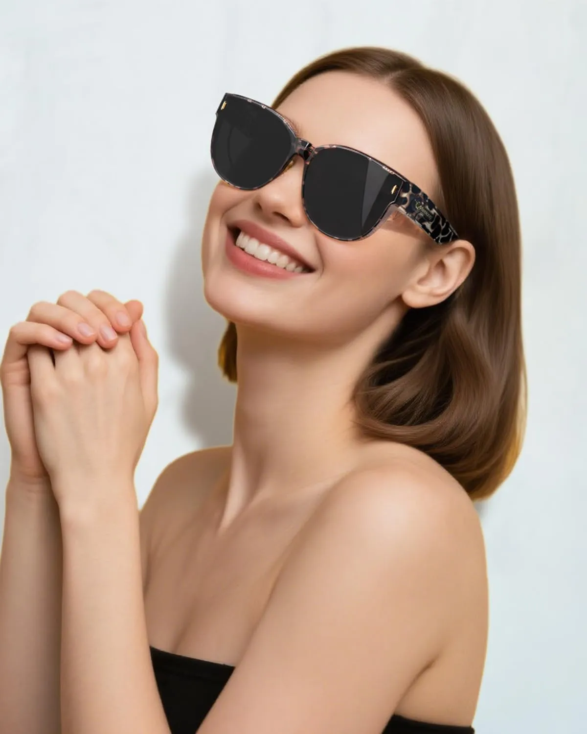 Meeloog Over Glasses Sunglasses for Women Polarized Stylish Large Shades Cover Glass Women Cateye Round UV400 for Driving