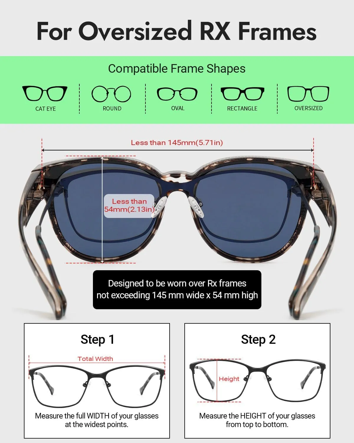 Meeloog Over Glasses Sunglasses for Women Polarized Stylish Large Shades Cover Glass Women Cateye Round UV400 for Driving