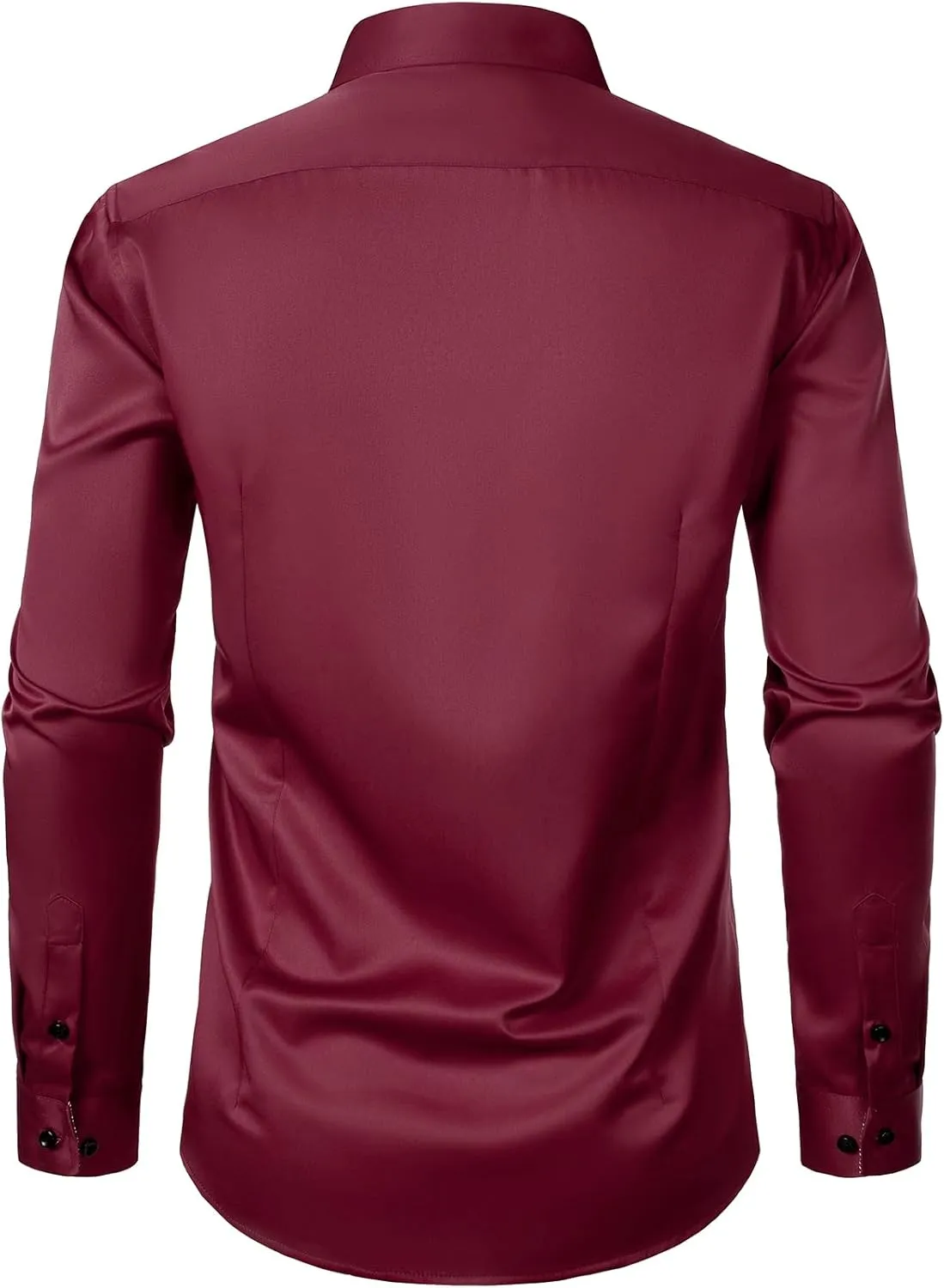 Men's Stretch Multi-Use Long Sleeve Dress Shirts Party Prom Wedding Shirts with Slight Sheen