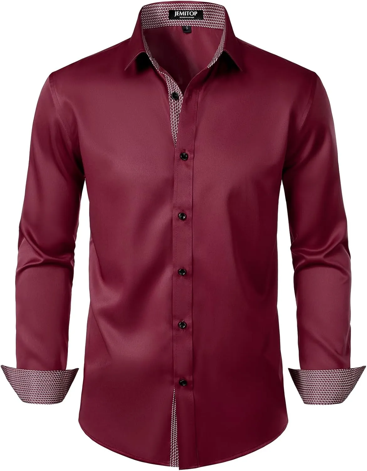 Men's Stretch Multi-Use Long Sleeve Dress Shirts Party Prom Wedding Shirts with Slight Sheen