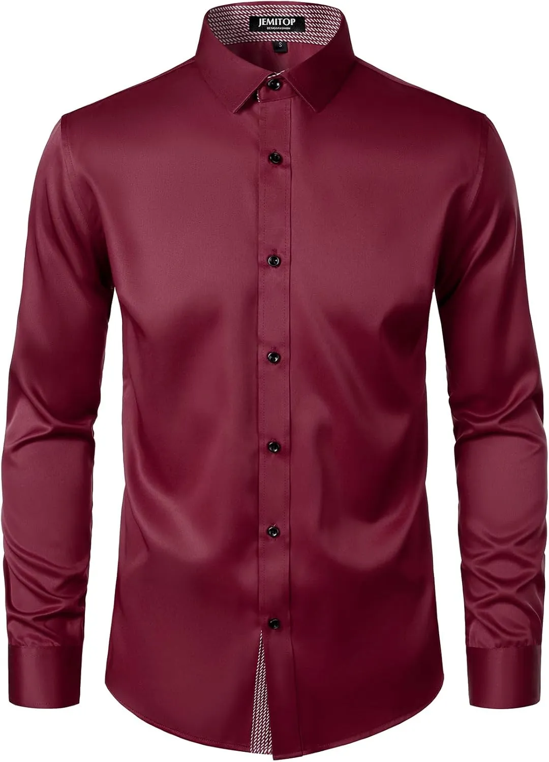 Men's Stretch Multi-Use Long Sleeve Dress Shirts Party Prom Wedding Shirts with Slight Sheen