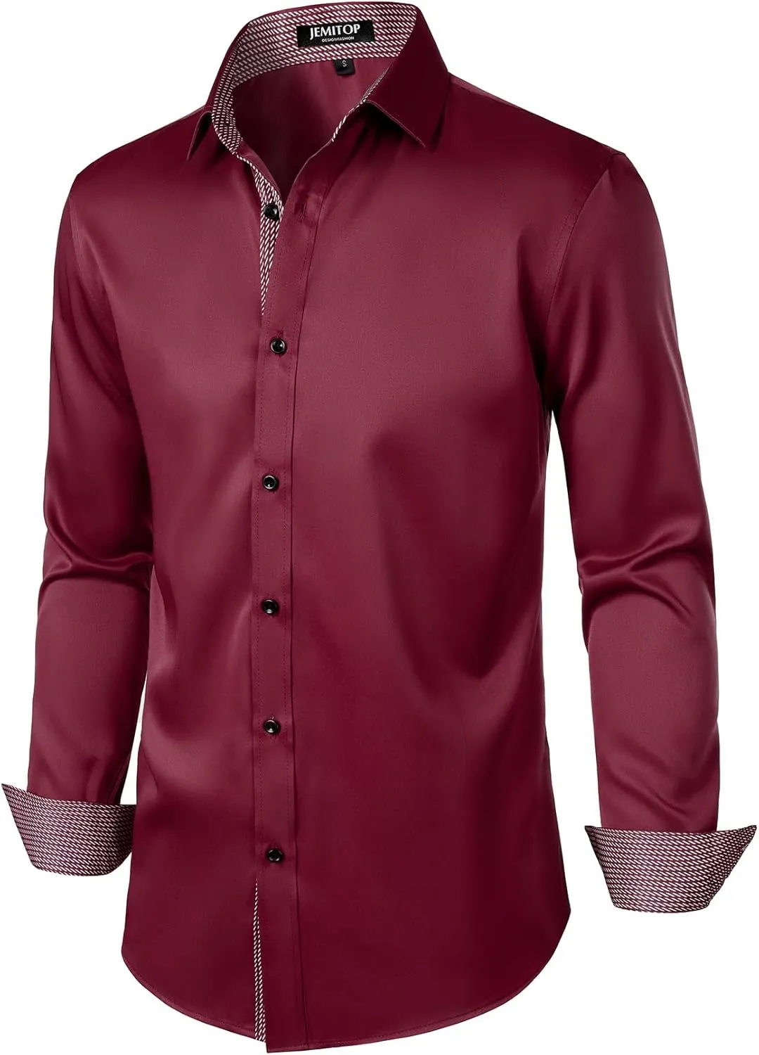 Men's Stretch Multi-Use Long Sleeve Dress Shirts Party Prom Wedding Shirts with Slight Sheen