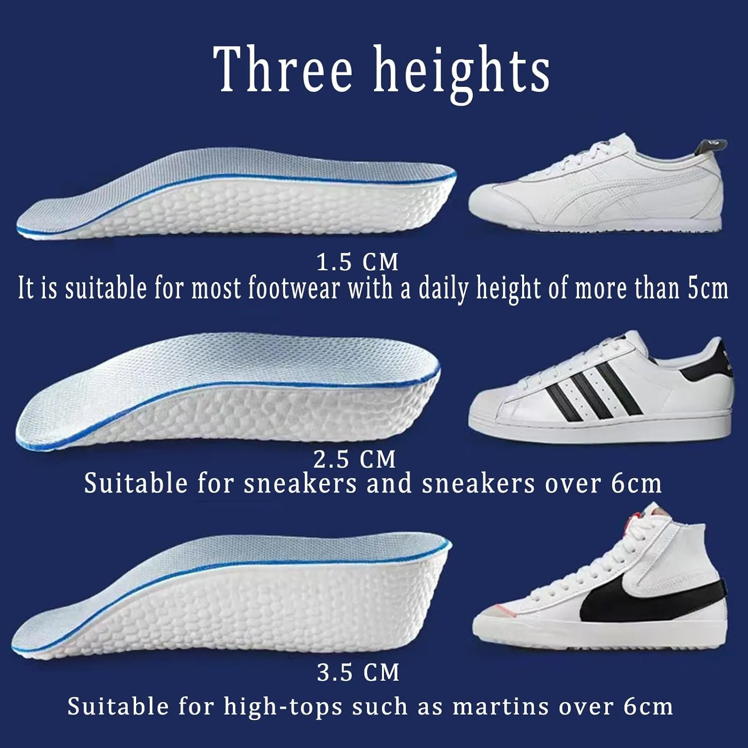 Orthotic High Cushions, Arch Support, Relief Foot Cushions (2 Pairs) (Black, 2.5cm)