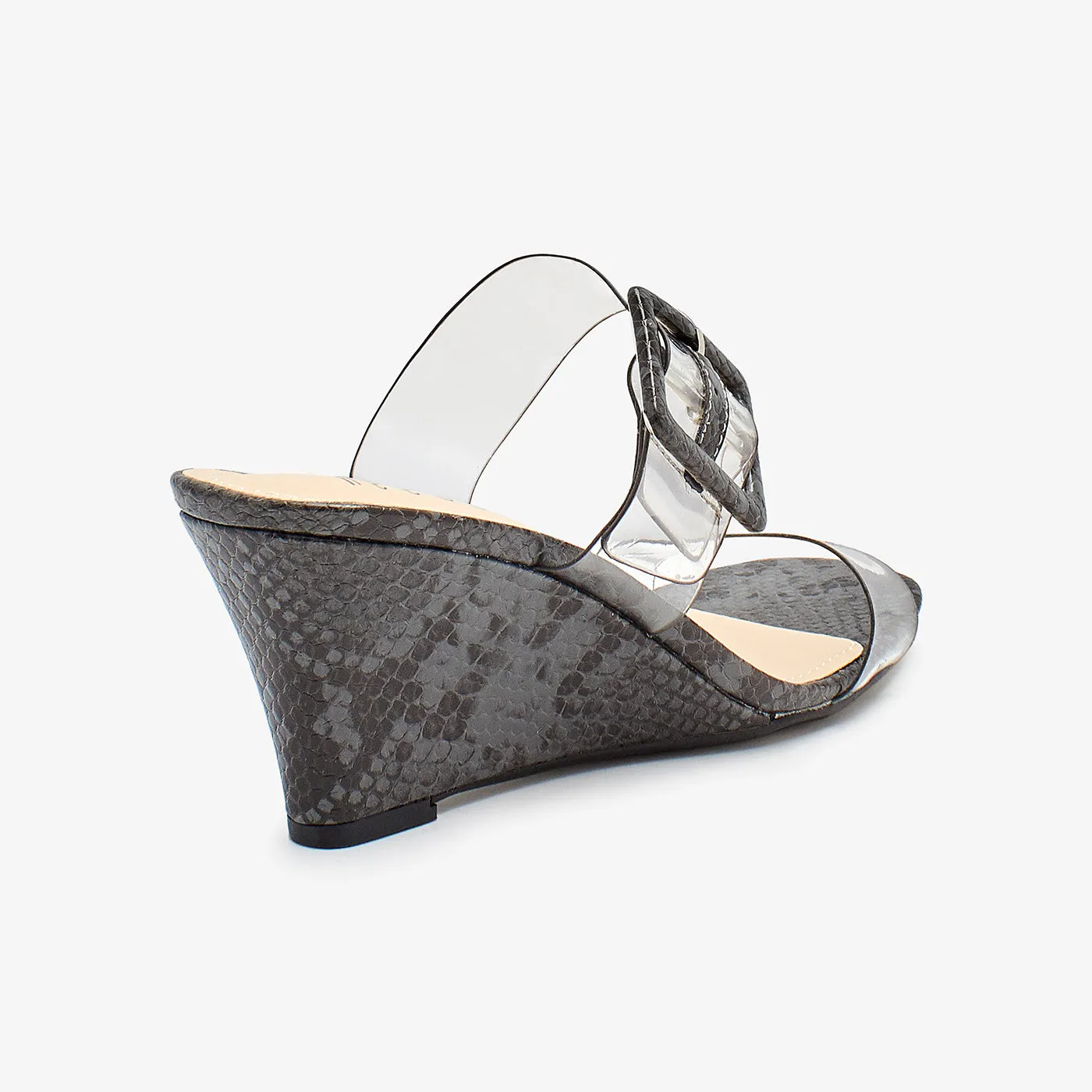Rounded Square Shape Wedge Heels