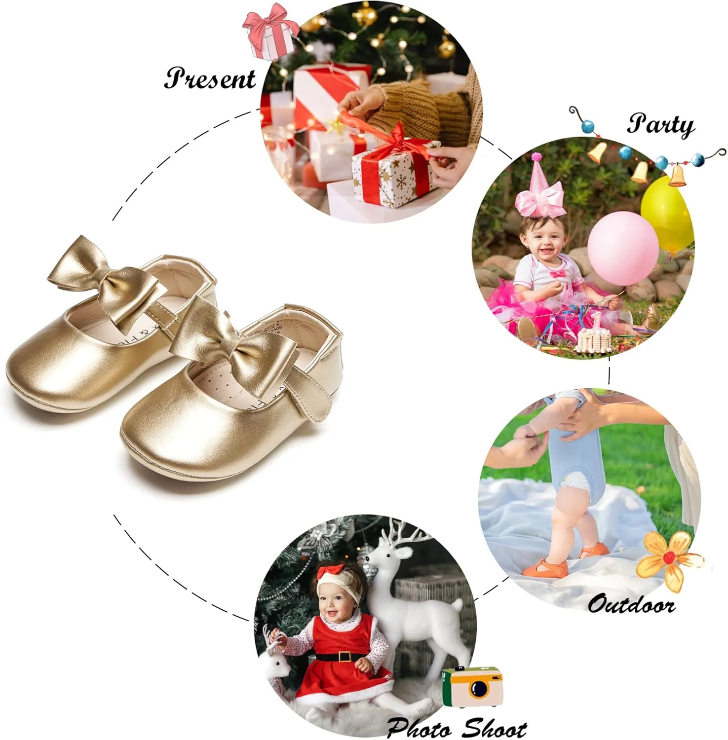 Soft Sole Baby Dress Shoes - Infant Baby Walking Shoes Moccasinss Rubber Sole Crib Shoes.