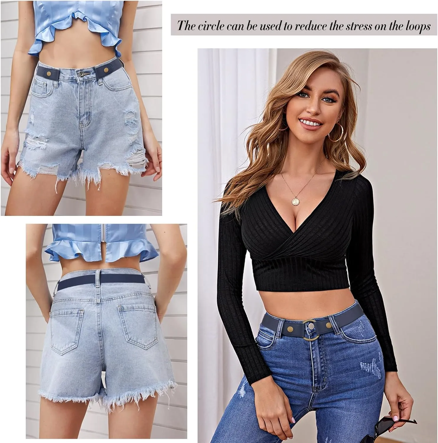 SUOSDEY No Buckle Elastic Stretch Belts for Men and Women, Comfortable Invisible Belts for Jeans Pants
