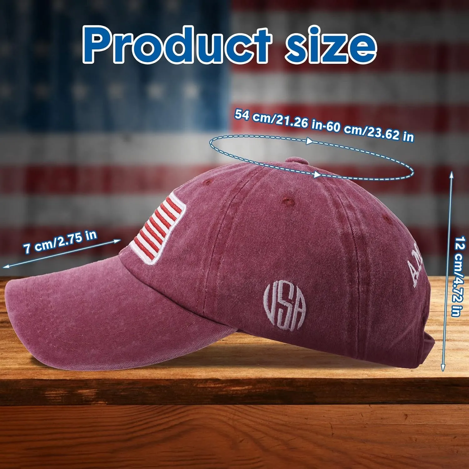 Tarpop 6 Pcs American Flag Baseball Cap Tactical USA Flag Hats Adjustable Washed Us Flag Cap for Men Women