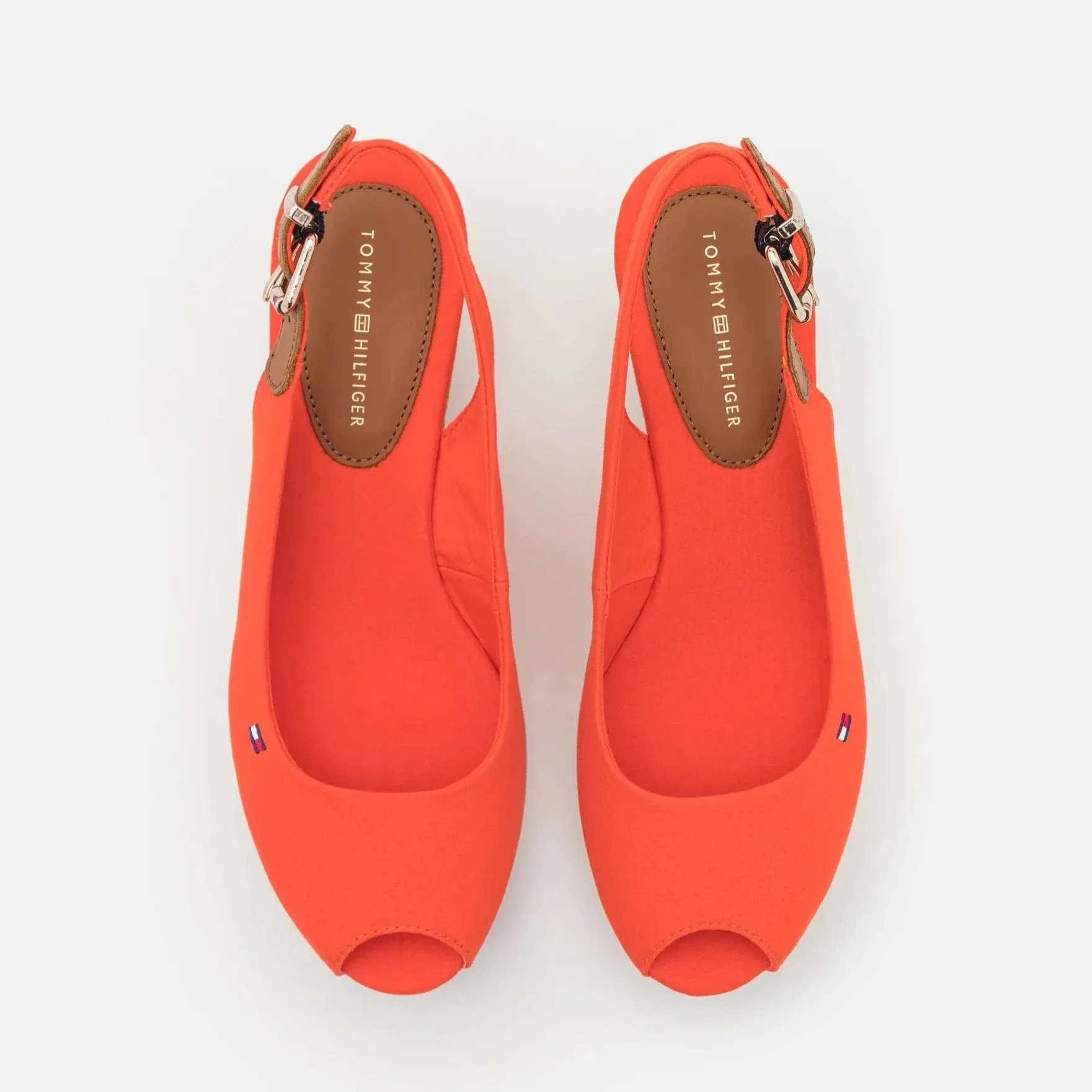 Tommy Hilfiger Elena Sling Back Wedge Sandals in Deep Orange