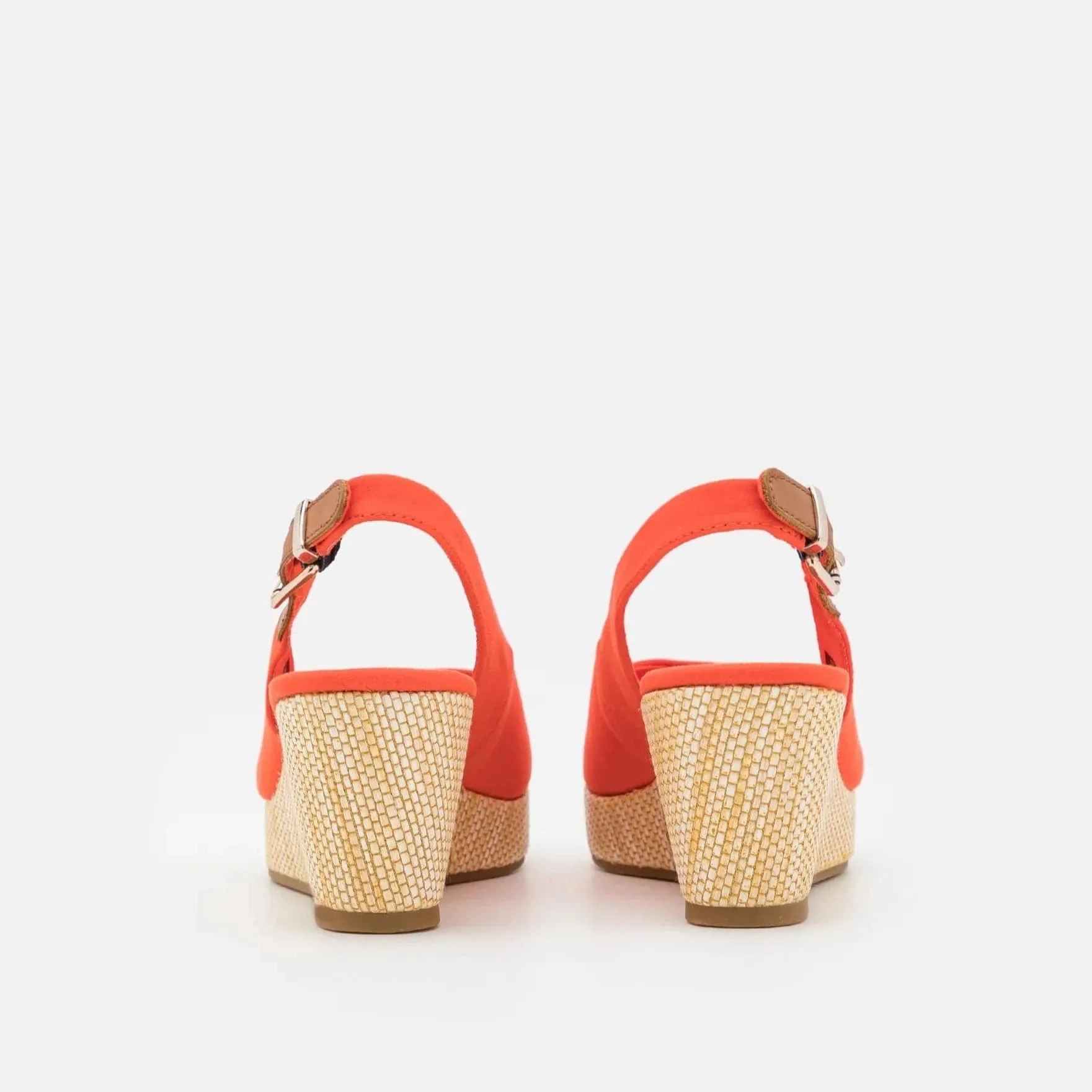 Tommy Hilfiger Elena Sling Back Wedge Sandals in Deep Orange