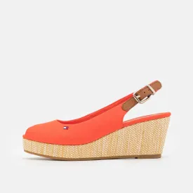 Tommy Hilfiger Elena Sling Back Wedge Sandals in Deep Orange