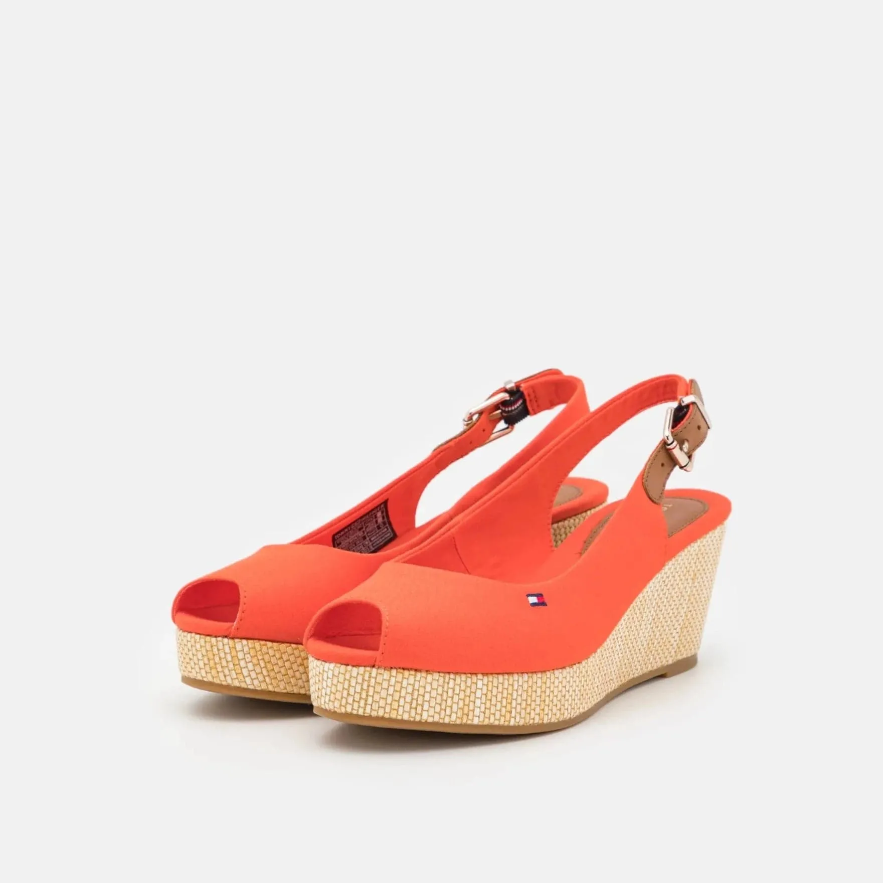 Tommy Hilfiger Elena Sling Back Wedge Sandals in Deep Orange