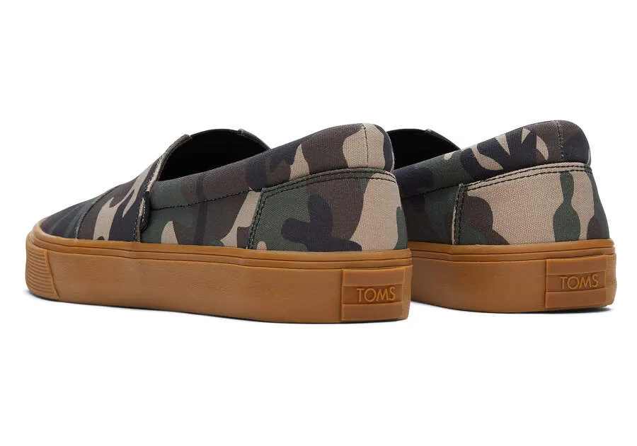 TOMS Mens Alpargata Fenix Slip On Camo Print Espadrille - Green Woodland