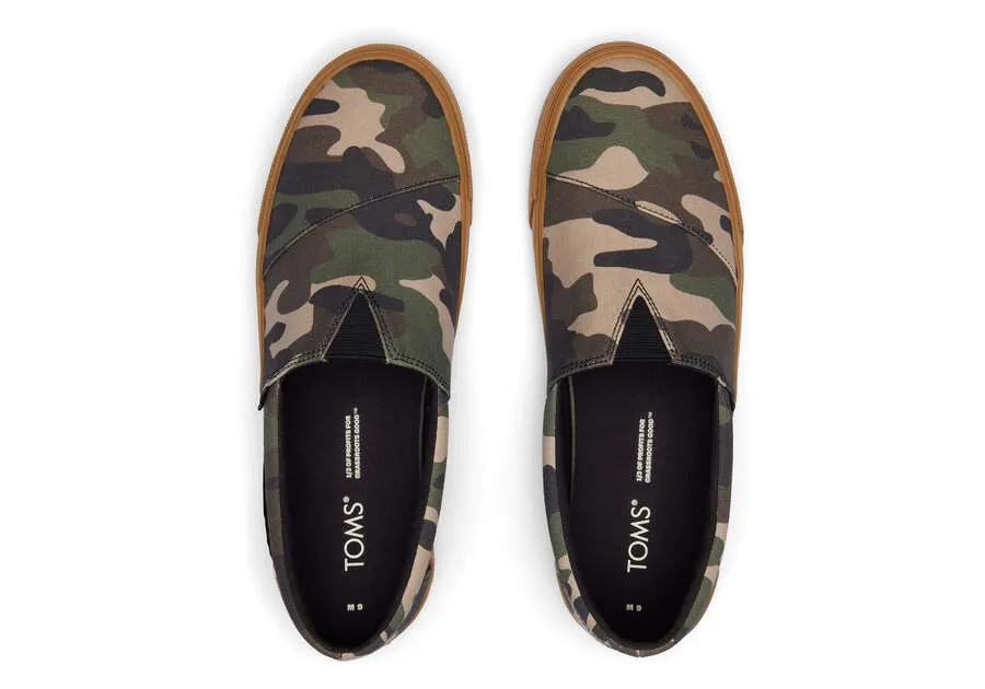 TOMS Mens Alpargata Fenix Slip On Camo Print Espadrille - Green Woodland