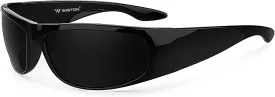 WISTON Wrap Around Sunglasses for Men Women Super Dark Blackout Sunglasses for Sensitive Eyes UV400 Protection W8005