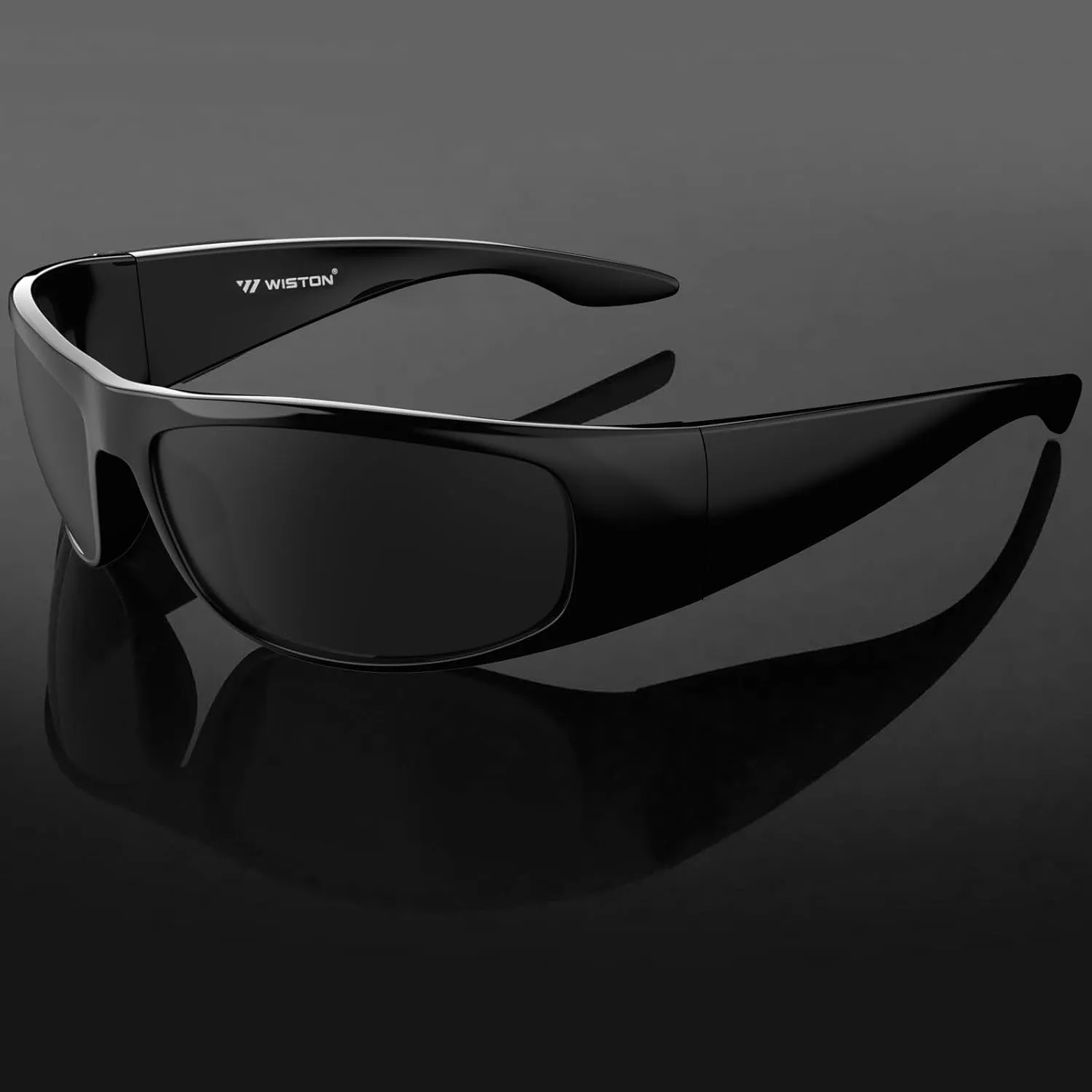 WISTON Wrap Around Sunglasses for Men Women Super Dark Blackout Sunglasses for Sensitive Eyes UV400 Protection W8005
