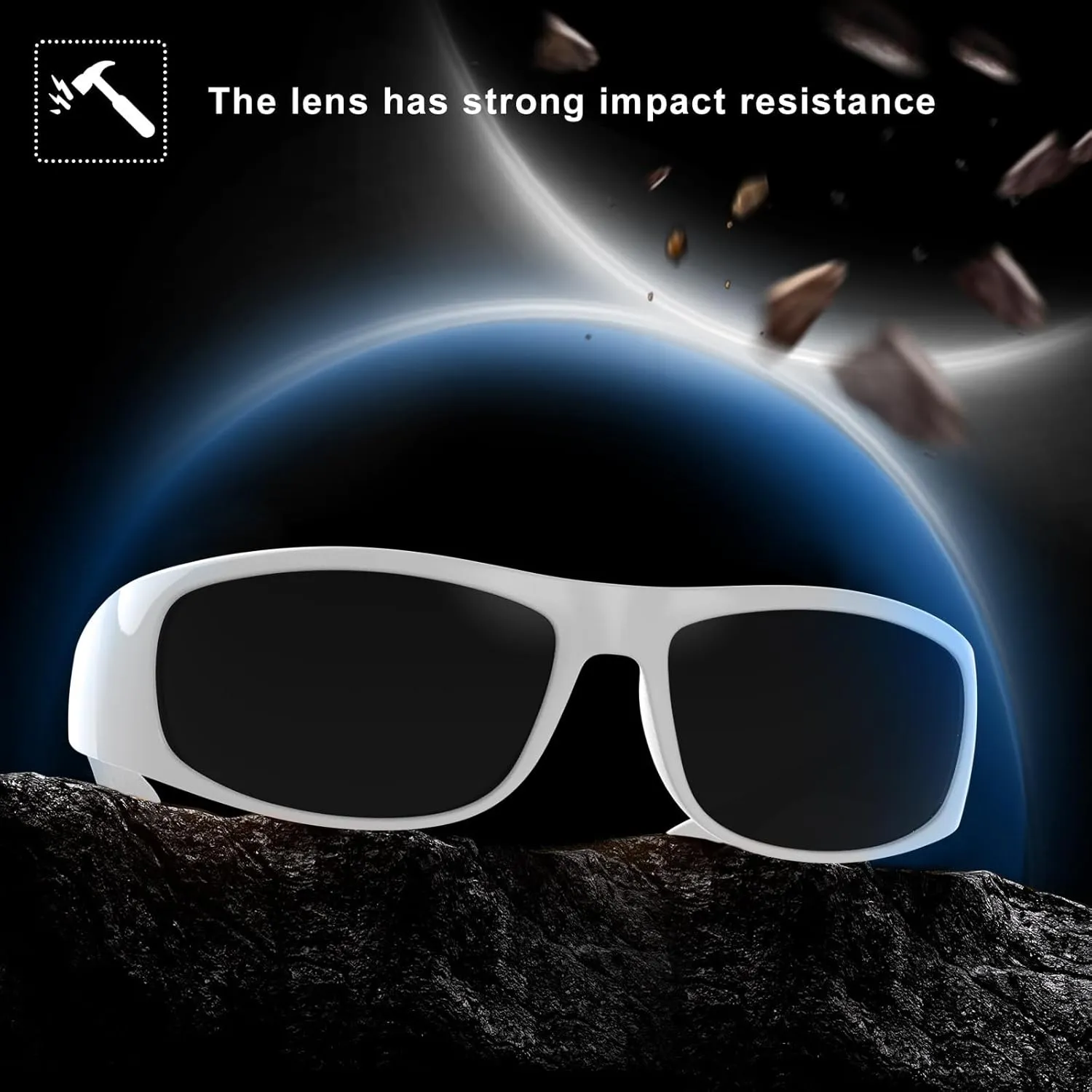 WISTON Wrap Around Sunglasses for Men Women Super Dark Blackout Sunglasses for Sensitive Eyes UV400 Protection W8005